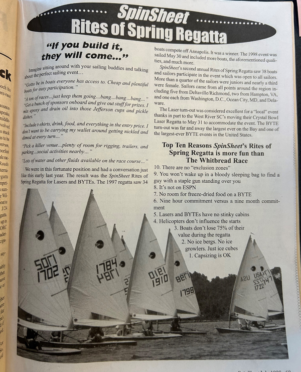 SpinSheet Rites of Spring Regatta Coverage from July 1998