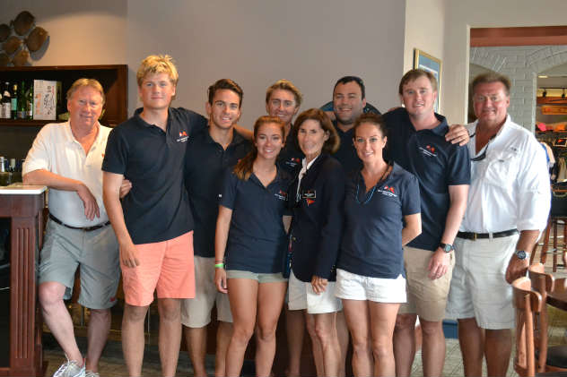 2nd row: Committee Co-chair Steve Kling, Ben Podlich, Jake Vickers, Porter Kavle, Jake Doyle, Cole Allsopp, and Comittee Co-chair Jim Kavle 1st row: Caroline McNeil, Commodore Debbie Gosselin and Sarah Russel 