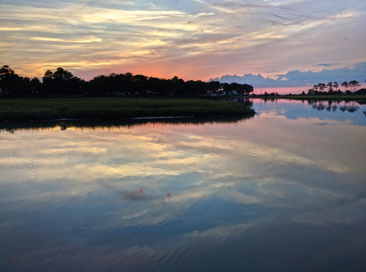 Sunset over Hoffler Creek, a 142-mile wildlife preserve located at the mouth of the James River. Photo courtesy of Hoffler Creek Wildlife Preserve Foundation