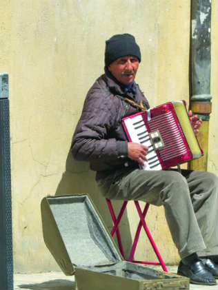 A street musician in Dijon, France.