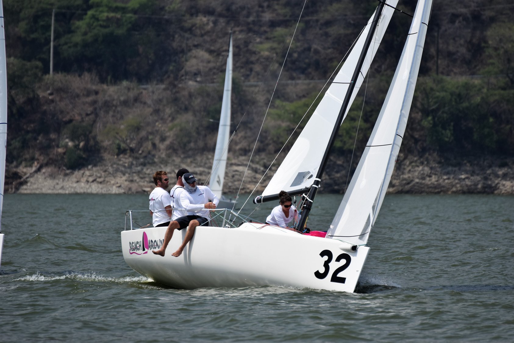 Thom Bowen and his winning Reach Around crew at the J/70 NAs. Photo courtesy of the J/70 Class Association Facebook page