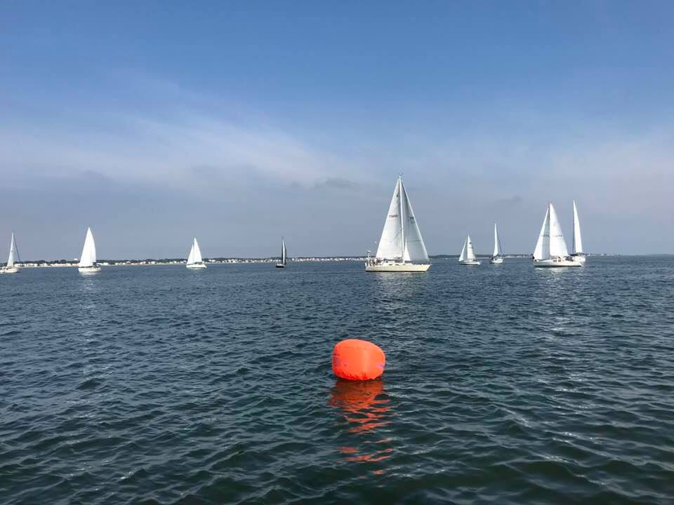 View from the committee boat on Saturday. Photo Old Point Comfort YC Facebook page