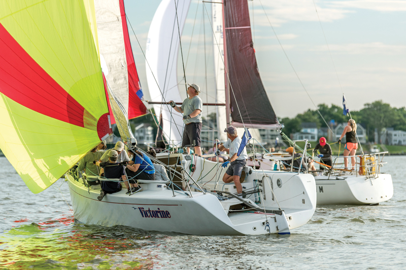 Racing in the Eastport Yacht Club Boomerang Race