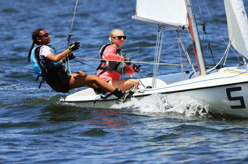 Two girls sailing at the Annapolis Yacht Club Junior Annual Regatta 2026