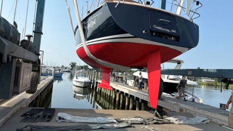 Sailboat being launched