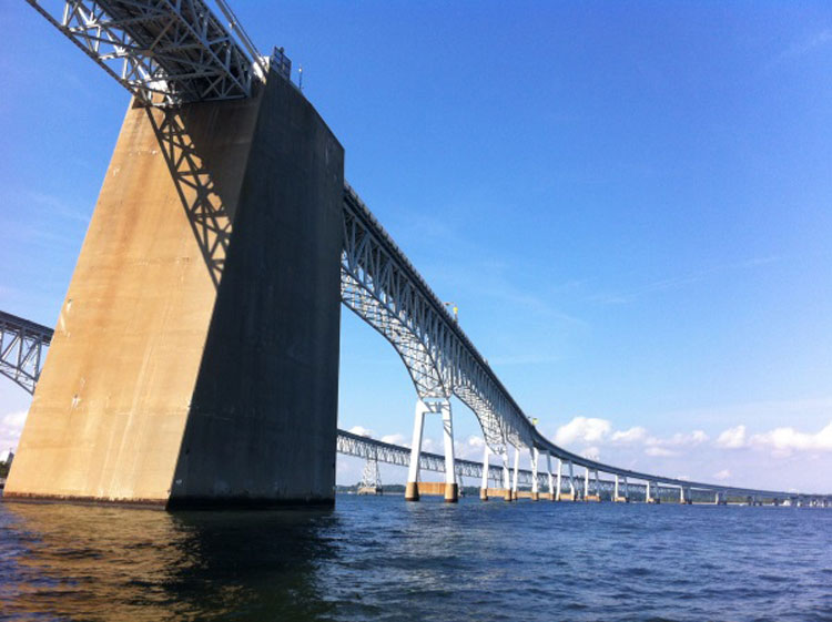 Being on a sailboat allows one to get close (but not too close!) to the support columns.