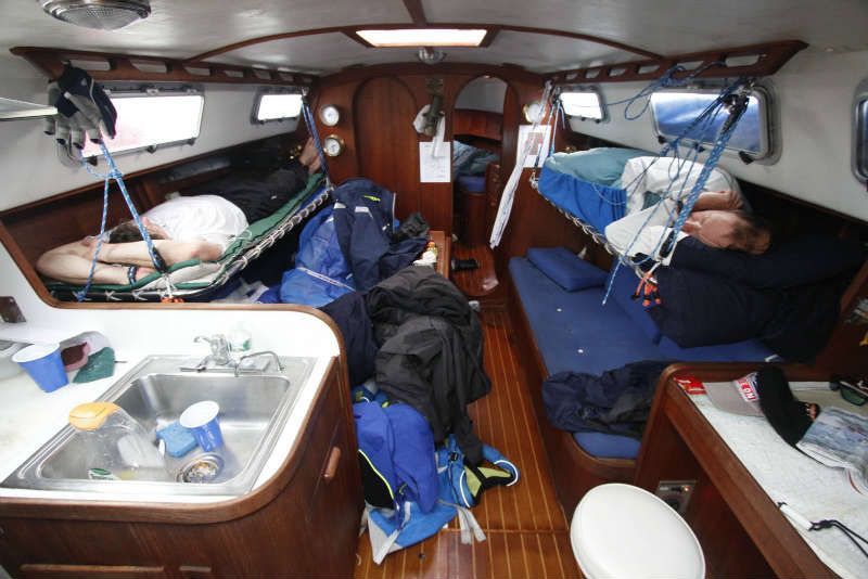 offshore race crew sleeping belowdecks