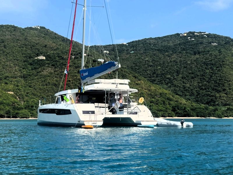 Sunsail charter boat anchored in the BVI