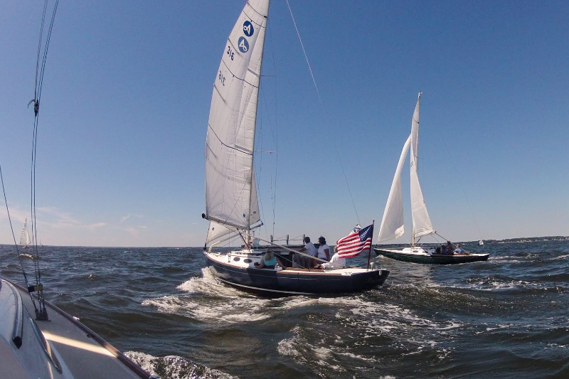 Halcyon and Caroline downwind on the second leg. Photo by Jonah Seiger