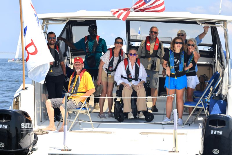 boaters aboard an accessible powerboat