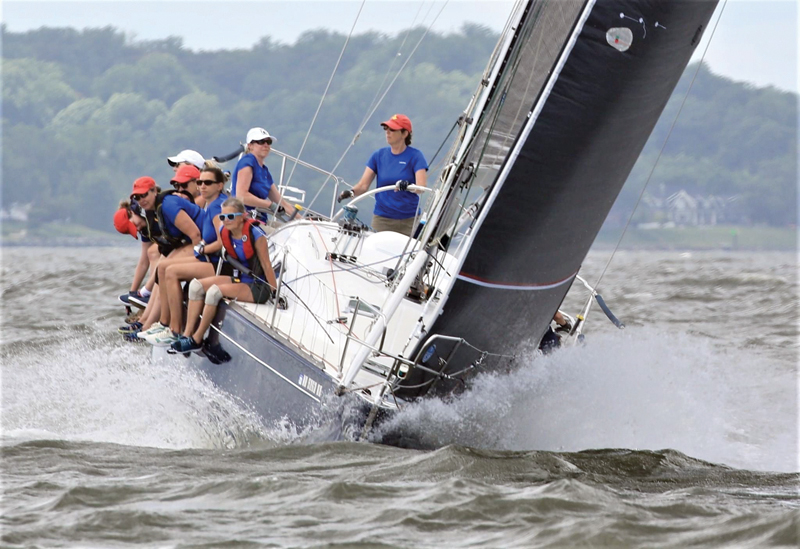 Manders at the helm sailing Jubilee