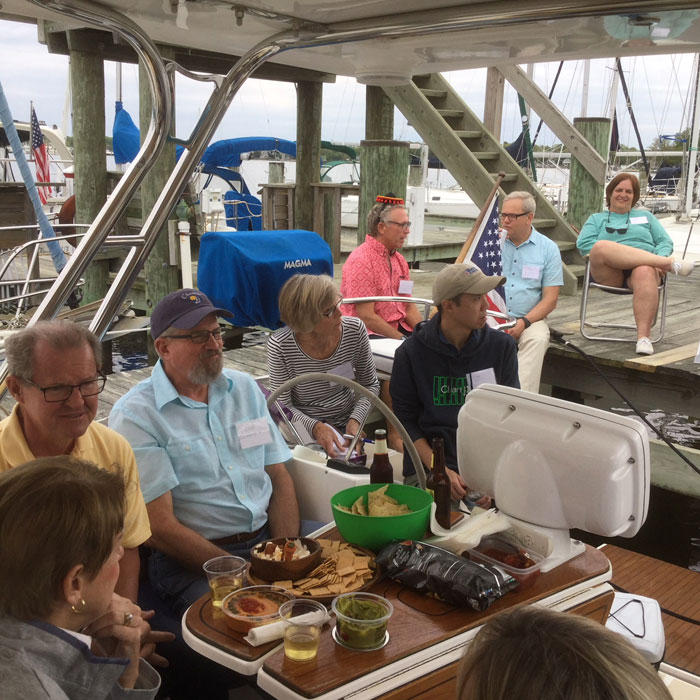 The Hunter Sailboat Association Station One members enjoy social events, raftups, and sharing tips about their boats.