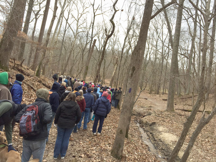 Hikers at Patapsco Valley State Park's First Day Hike January 1, 2016