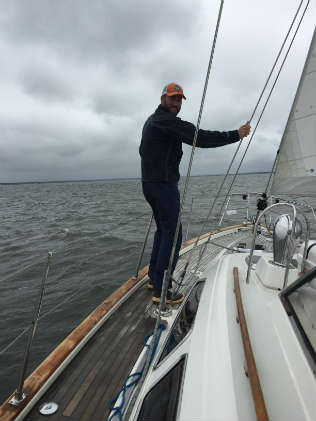 Aidan loving the liveaboard life.