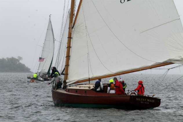 Silent Maid was one of the eight boats to finish on a rough Saturday on the Bay.