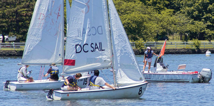 Learning on 13-foot FJs at DC Sail on the Potomac. Photo courtesy of DC Sail