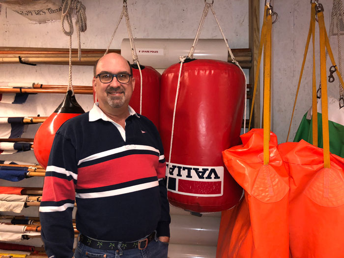 Eastport Yacht Club Race Committee Chair and SpinSheet 2017 Volunteer of the Year, Keith Jacobs in the EYC RC shed.