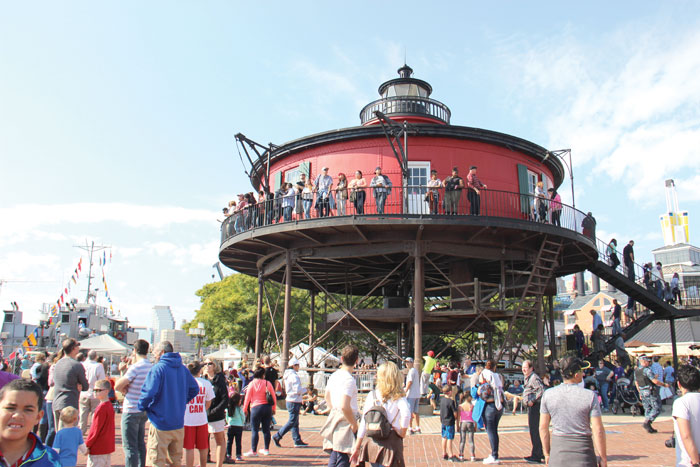Knoll Lighthouse, now located at Pier 5 in Baltimore's Inner Harbor, is available for tours through Historic Ships in Baltimore. Photo by SpinSheet