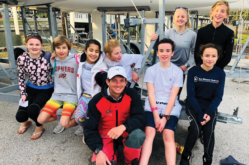Coach Bobby Lippincott and youth sailors at St. Petersburg YC, 2020  Coach Bobby Lippincott and youth sailors at St. Petersburg YC, 2020