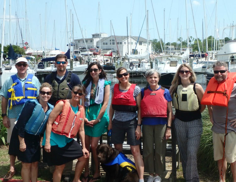 Team SpinSheet (including Angus the dog) kick off National Safe Boating Week