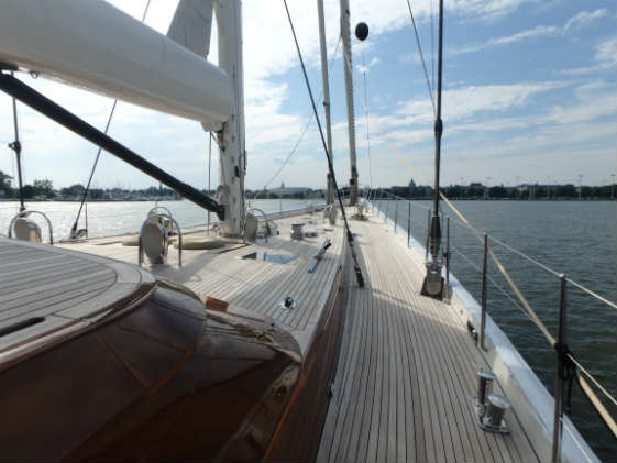 The 150-foot superyacht Christopher in Annapolis Harbor Sept. 1. Photo by Molly Winans/ SpinSheet