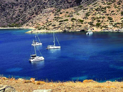 charter sailboats anchored in Greece