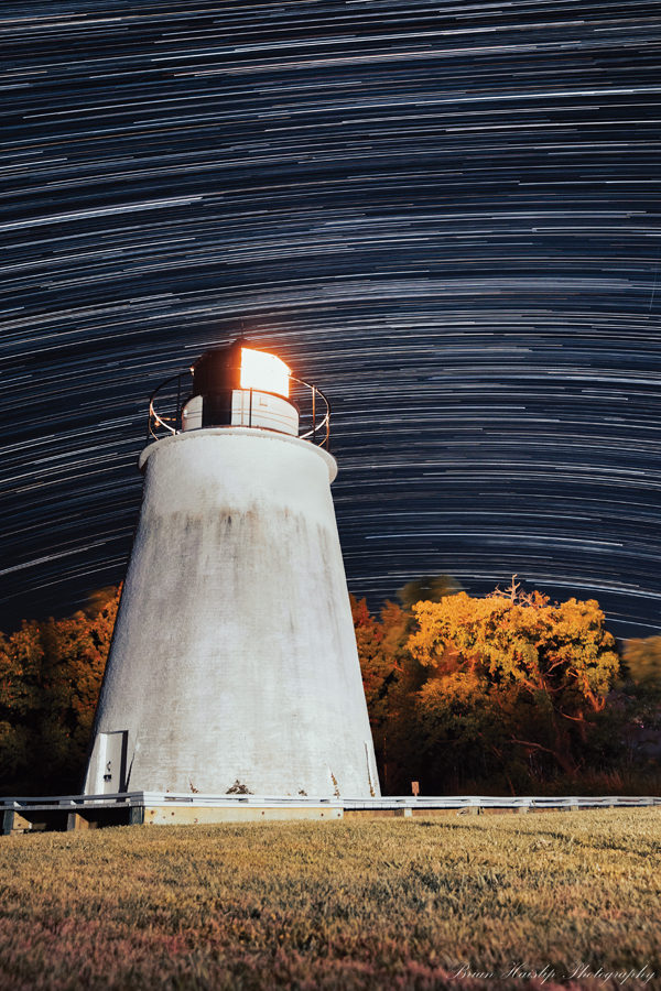 Piney Point Lighthouse at night by Brian Haislip