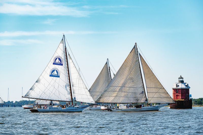 Skipjacks sailing on the Chesapeake Bay
