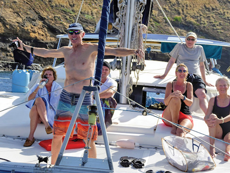 People on charter sailboat in the Caribbean