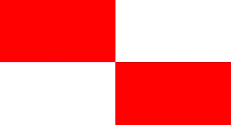 The U flag—which features red and white squares—is a kinder, gentler black flag. 