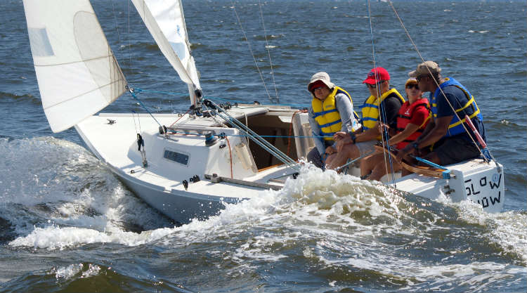 Warrior Sailing Program participants on a J/22 in 2016. Photo courtesy of AYC