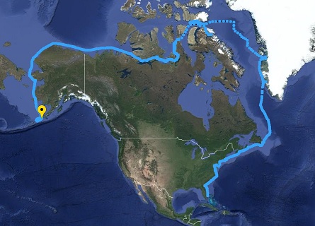 Northwest Passage route for the Simons