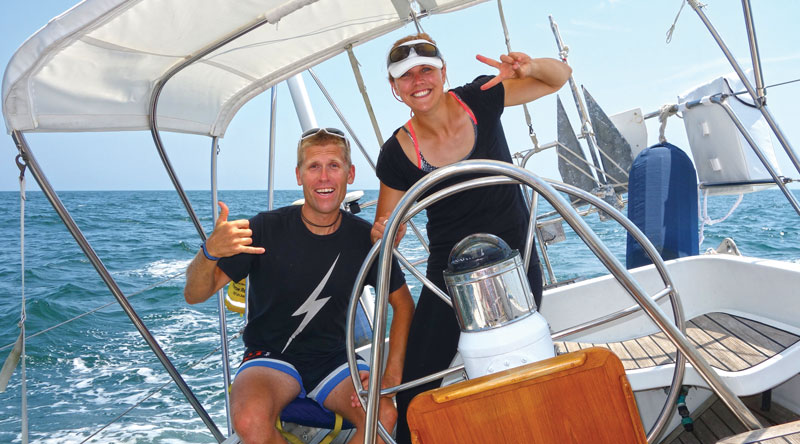 Andy and Mia on Isbjorn on their way from Lunenburg to Annapolis.