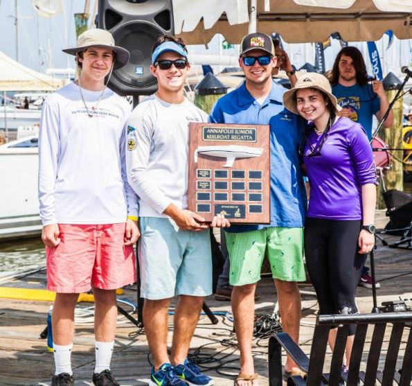 Archbishop Spalding High School Sailing Team: Will Comerford, Jake Vickers, Jack Irvin, and Nataila Pereira. Photo courtesy of Annapolis Boat Shows