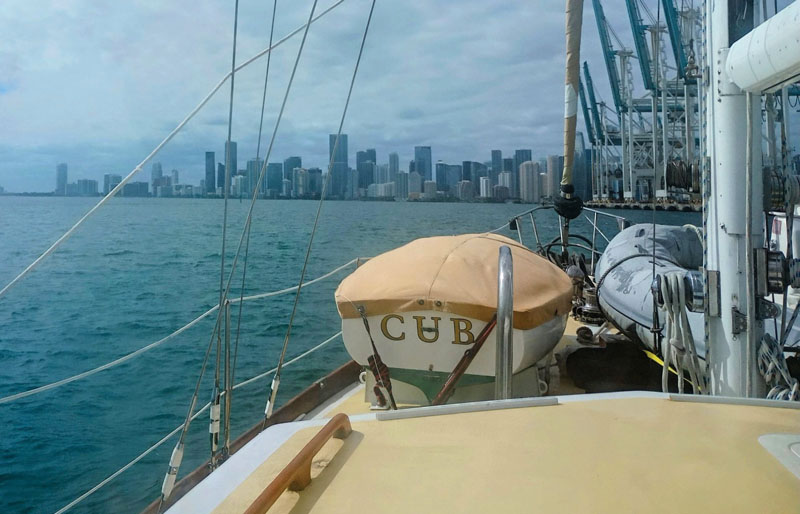 sailboat's approach to Miami
