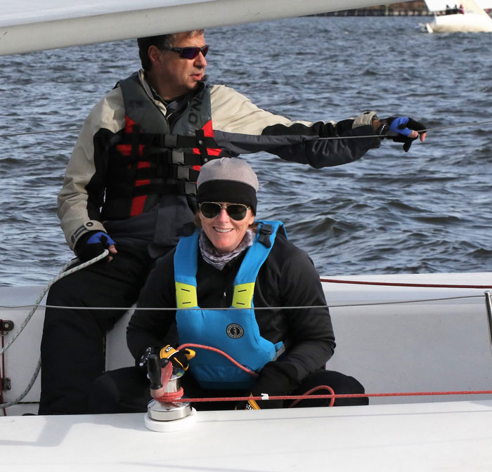 Winter sailing with life jackets