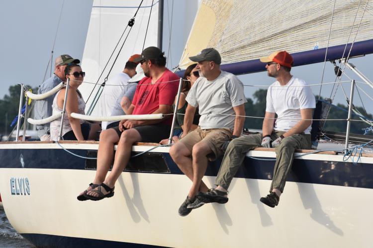 Tony Moynagh's crew on Elvis during the AYC Wednesday Night Races. Photo by SpinSheet