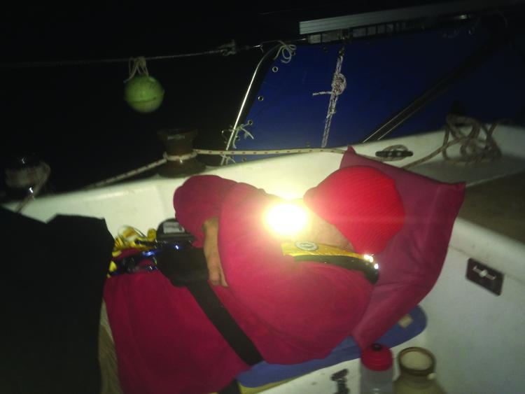 Asleep sailing offshore 