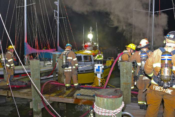 firefighters on water