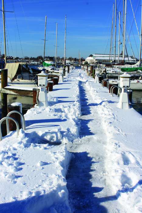 snow on docks