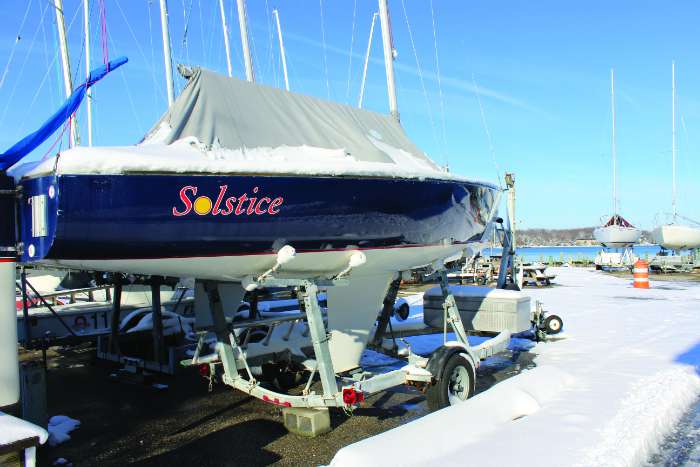 sailboat in winter