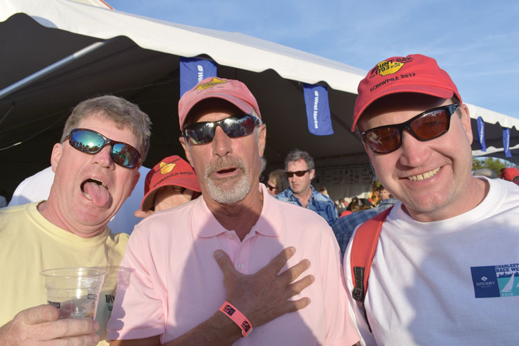 Tim Mangus, John Hibert, and Greg Oczkowski enjoying CRW shoreside