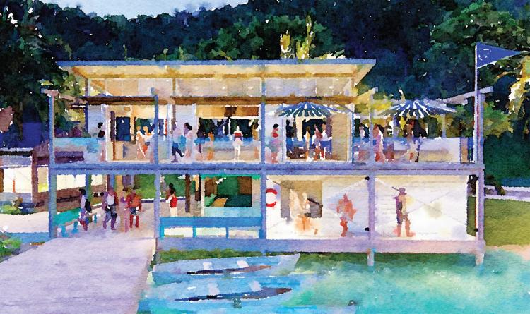 Bitter End Yacht Club Quater Deck Building Watercolor 