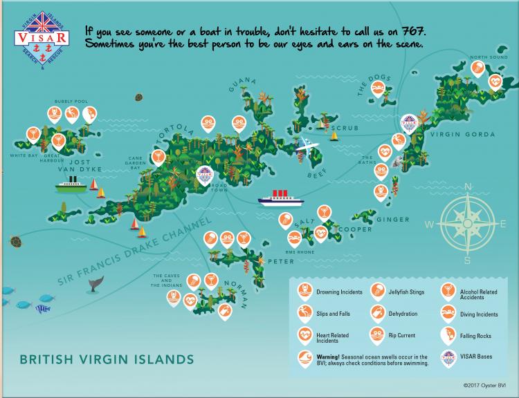 Safety map provided by Virgin Islands Search and Rescue 