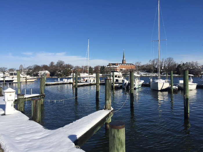 snow covered dock