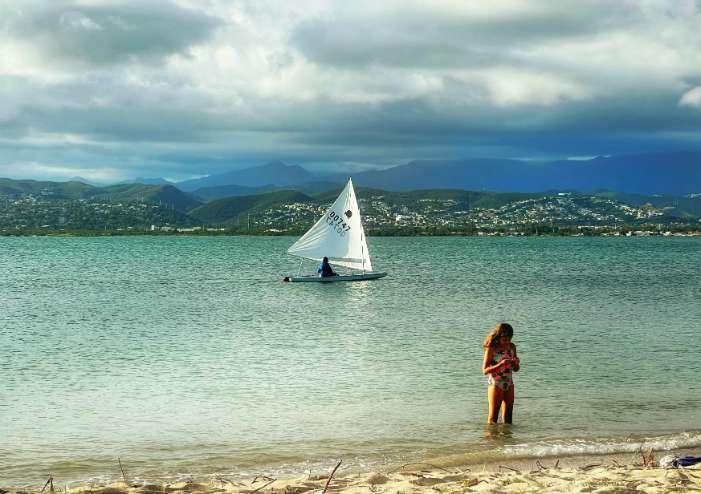 sailboat and beach