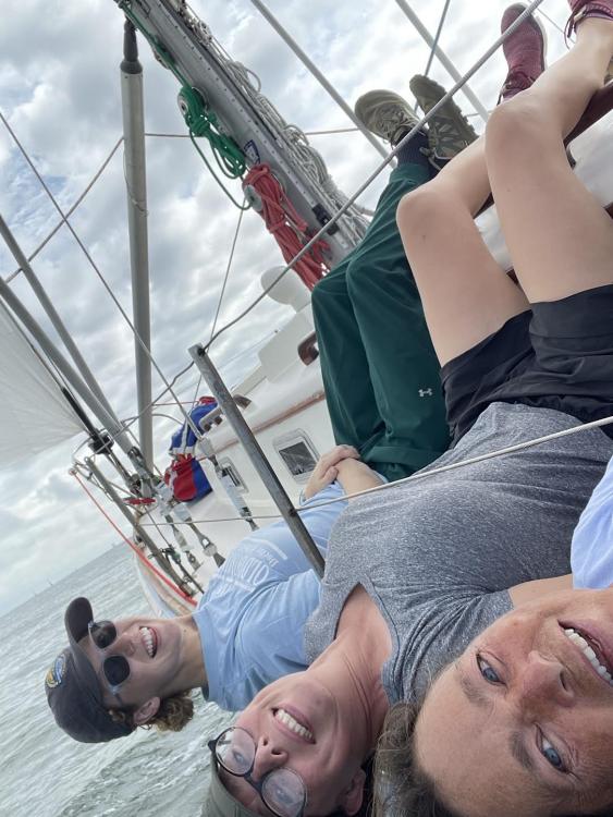 hiking out on sailboat