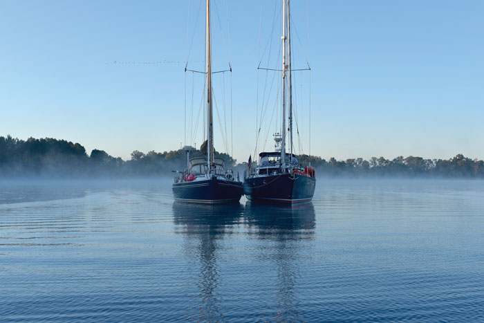 Cruising boats at anchor on Wye River