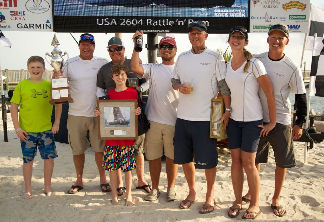 Mike Beasley (second from left) and his Annapolis, MD-based crew. Charleston Race Week/Meredith Block photo