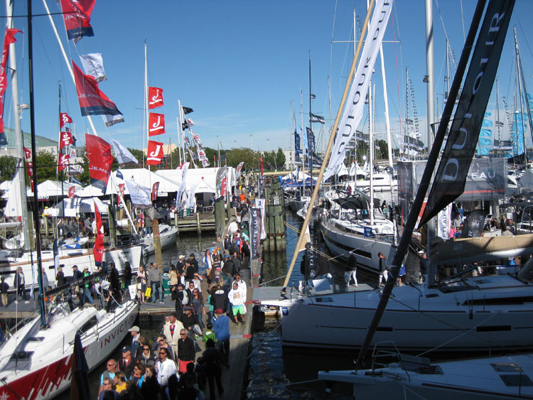 The docks are full of sailors at the U.S. Sailboat Show in Annapolis.